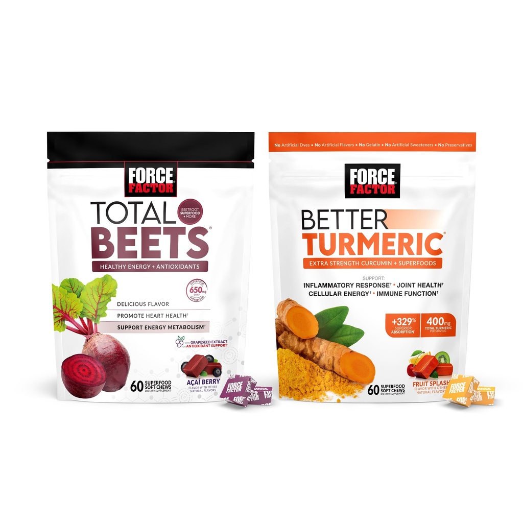 Sila Factor skupaj Beets Soft Chews, 60 Chews & Better Turmeric Skupni dodatek, 60 Soft Chews