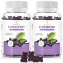 AFXMATE Sambucus Black Elderberry Gumies z cinkom in vitaminom C za odrasle otroke Imunska podpora, sladkor brez 120 števk