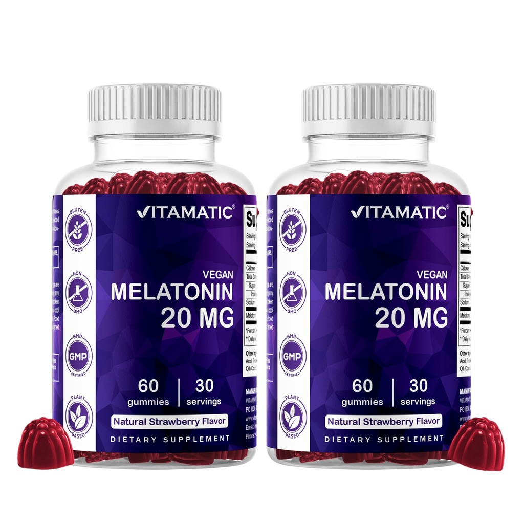 Vitamatski melatonin 20mg Gumiji za odrasle, 30 Servingies - 60 Count - Ne-Habit Oblikovanje dodatek (Pack of 2)