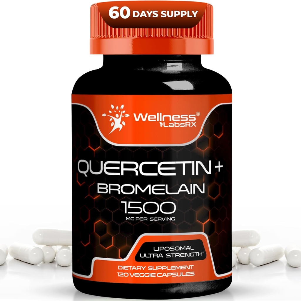 Quercetin z Bromelain dopolnilo - 1500mg - Imunska podpora in zdravje srca kapsule za moške in ženske, Quercetin dopolnila pomaga podporo skupni in zdravi dihalni sistem - 120 Count