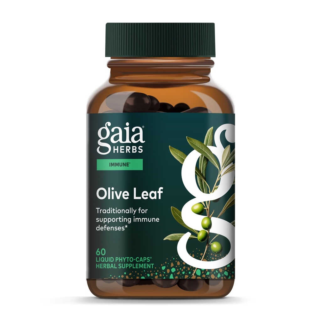 Gaia Herbs Olive Leaf - Tradicionalna podpora imunskemu zdravju - Imunski sistem dodatek z Olive Leaf Extract & Oleuropein* - 60 Veganski tekoči Phyto-Caps (30-dnevna oskrba)