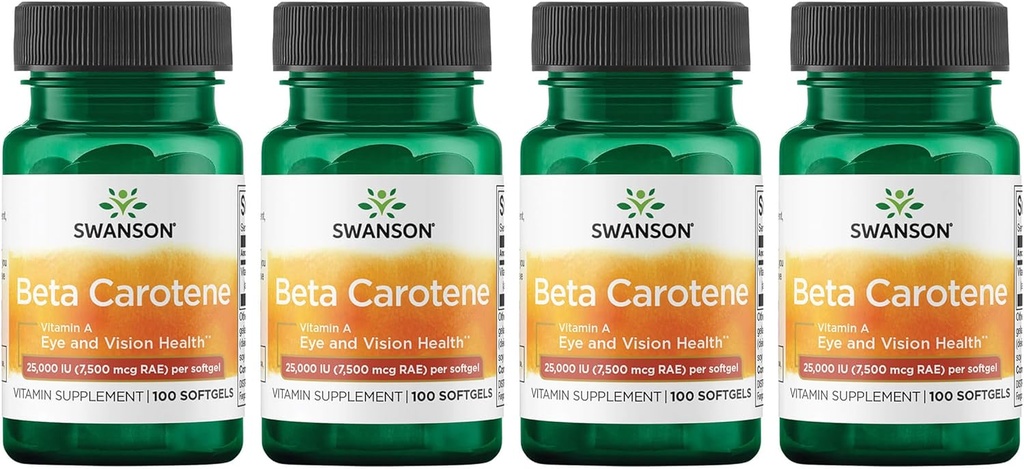 Swanson beta-karoten (vitamin A) 25000 Iu (7500 μg) 100 Sgel (4 pakiranja)