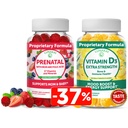 Lunakai Prednatal in vitamin D3 Gummies Bundle - Nosečnost Multivitaminski Gummy z železom in folno kislino - Imuniteta, kosti in razpoloženje podpora dodatek za odrasle