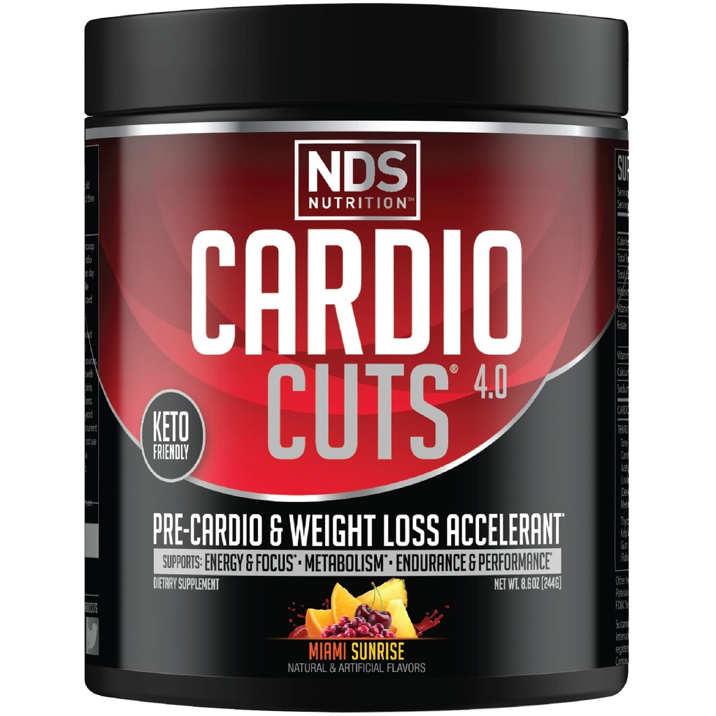 NDS Nutrition 4.0 Pre Workout dodatek - Napredna hujšanje in Pre Cardio Formula z L-karnitine, CLA, MCT, L-glutamin, in Saffflower Oil - Miami Sunrise (40 strežb)