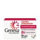Genexa Clean Acetamofen 500 mg Dodatna moč, Barve brez bolečine Reliever Fever Relader, 0% Umetni dodatki, Pain Medicine za odrasle, Olajša glavobol, Backache, Manjši Artritis Bolečine, 50 tablet