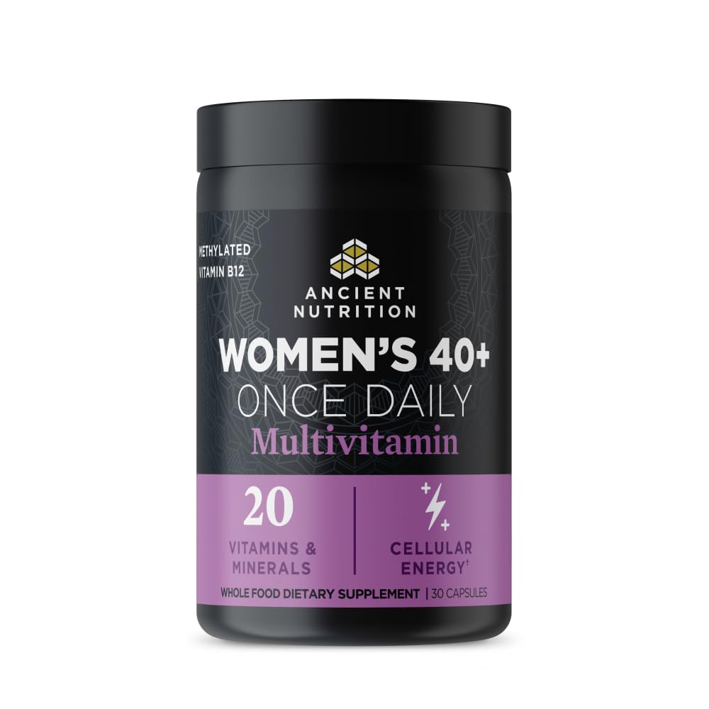 Ancient Nutrition Multivitamin za ženske, Ancient Multi Women's 40+ Enkrat dnevno Vitamin dodatek, Vitamin B, Vitamin C in Vitamin K2, Folat in železo dodatek, Podpira zdravje kosti, 30ct