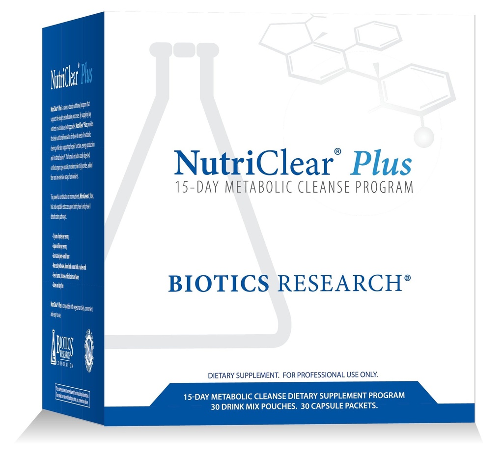 Biotics Research NutriClear Plus Detox Program, Priročno. Enojna postrežba. Enostavno slediti Metabolic Cleanse Program. 17 Grams Organic Pea Protein/Serving, 30 pakiranj. Steklenica za stresanje.