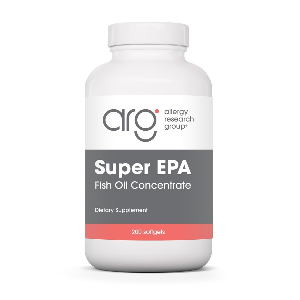 Alergija Raziskovalna skupina Super EPA - Omega 3 dodatek, Ribje olje koncentrat, EPA, DHA, Omega 3 Maščobne kisline, Suspendirana sardele, Softgels - 200 Število