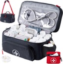 BAGSFY Travel Medicine Bag Organizator z mini Medication Bag, Double Layers prvo pomoč Kit prazna, Zaklenite tabletke Bottle Organizer za dom, Velika medicina shranjevanje, Travel Nujna prevoz primeru.