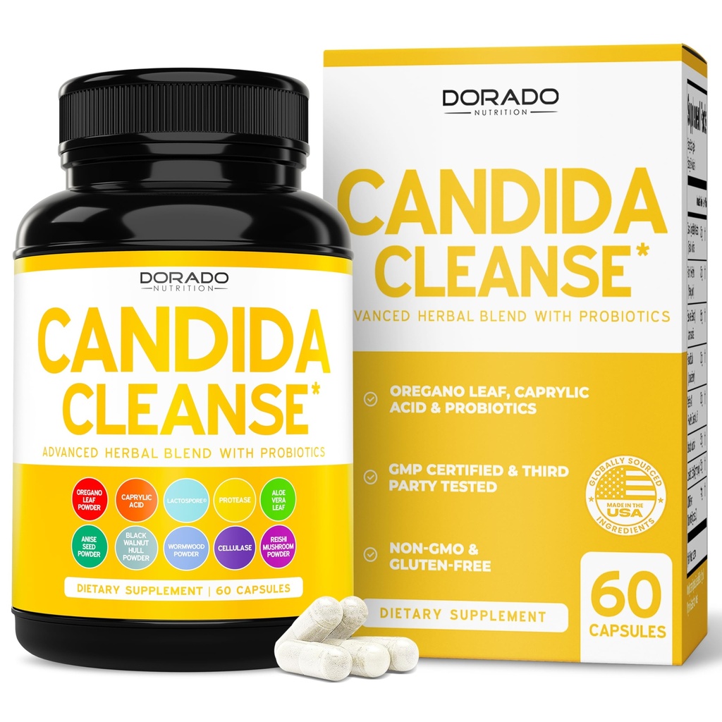 Candida Cleanse Detox (60 Count) Napredna 11-v-1 Formula za zdravljenje prekomerne rasti z Candida Killer Complex za moške in ženske - Tretja stranka Tested - Izdelano v ZDA