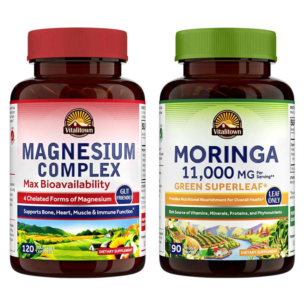 Vitalitown Magnezij + Moringa paket (Pack of 2) 