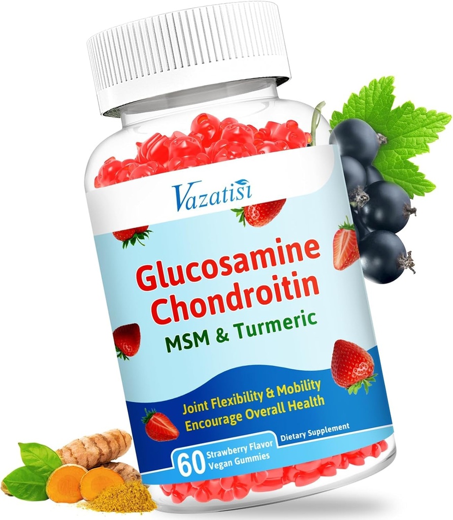 Visoka biološka uporabnost Glukozamin Chondroitin Gumies s kurkuma in MSM, Boswellia -Skupna podpora - Kartilaža Podpora, Fleksibilnost in moč - 60 Gumies