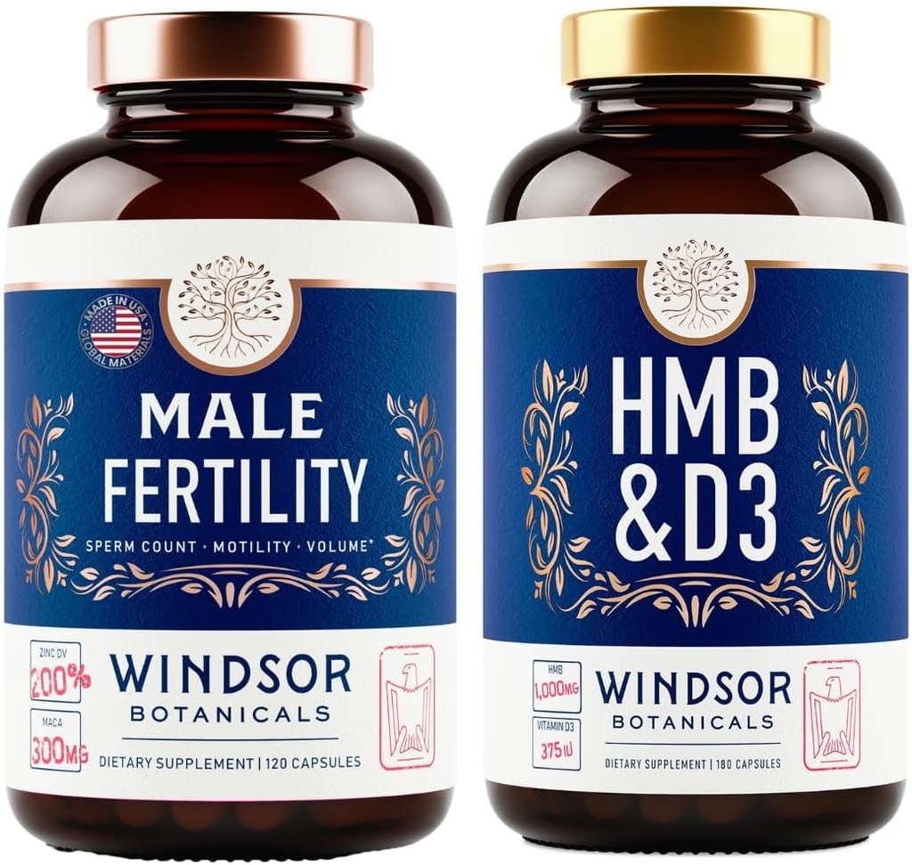 WINDSOR BOTANIKALS HMB z vitaminom D3 in Kalcij in moški plodnost podporo paket