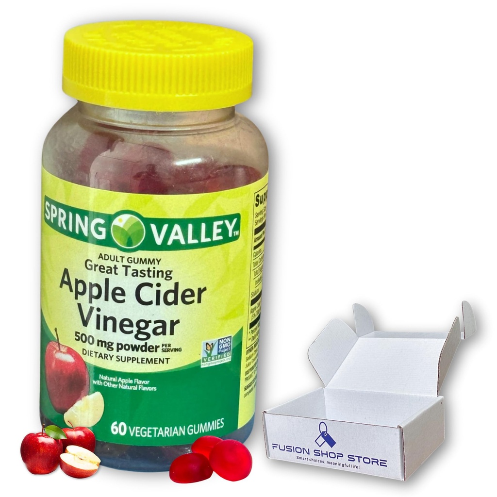 Apple Cider Vinegar Gummies- 500 mg 60 Ct (Pack of 1), Boxed By Fusion Shop Store