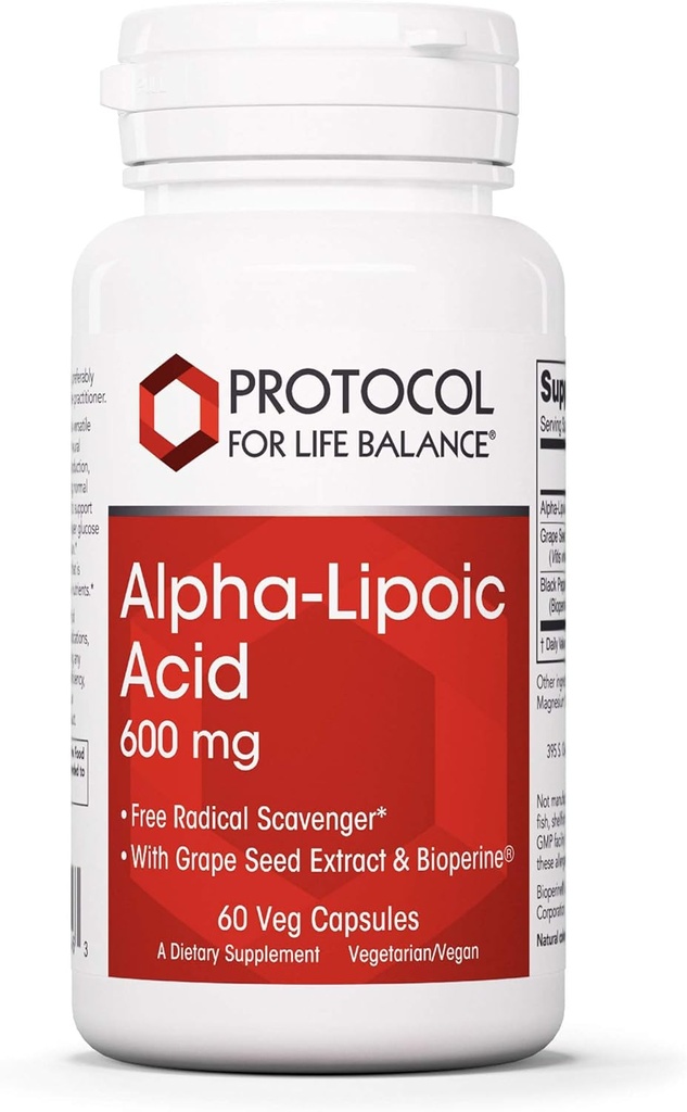 Protokol Alpha lipoična kislina 600mg - Izvleček grozdnega semena in bioperina - 60 Veg kapice