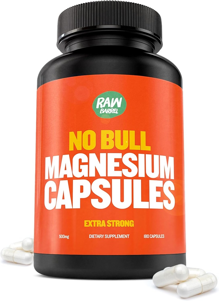 “No Bull” Magnezije kapsule, Edinstvena Magnezijev Citrat in oksid Formula za spanje in sprostitev, Magnezije tablete za preprečevanje mišične bolečine in spazme, Magnezijev oksid Citrat, 500g