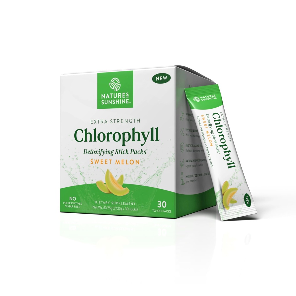 Narava Sunshine Klorofil Packs: Super polnjenje vaše razstrupljanje in povečanje zdravja črevesja v prijetno, okusne packe (Sweet Melon)