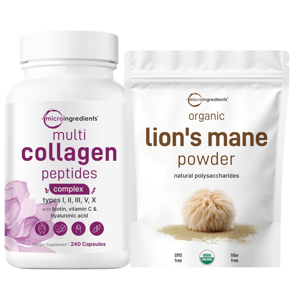 Mikro Sestavine Multi colagen kompleks & Lions griva goba dodatek v prahu paket 2 paket 