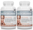 Fitoceramidi riž na osnovi dodatka Biotin proti staranju, odstranjevanje gub in obraz vlaži s fitoceramidi Vitamin A, C, D in E, Dve steklenici, 120 kapsule 40mg, Gluten brez