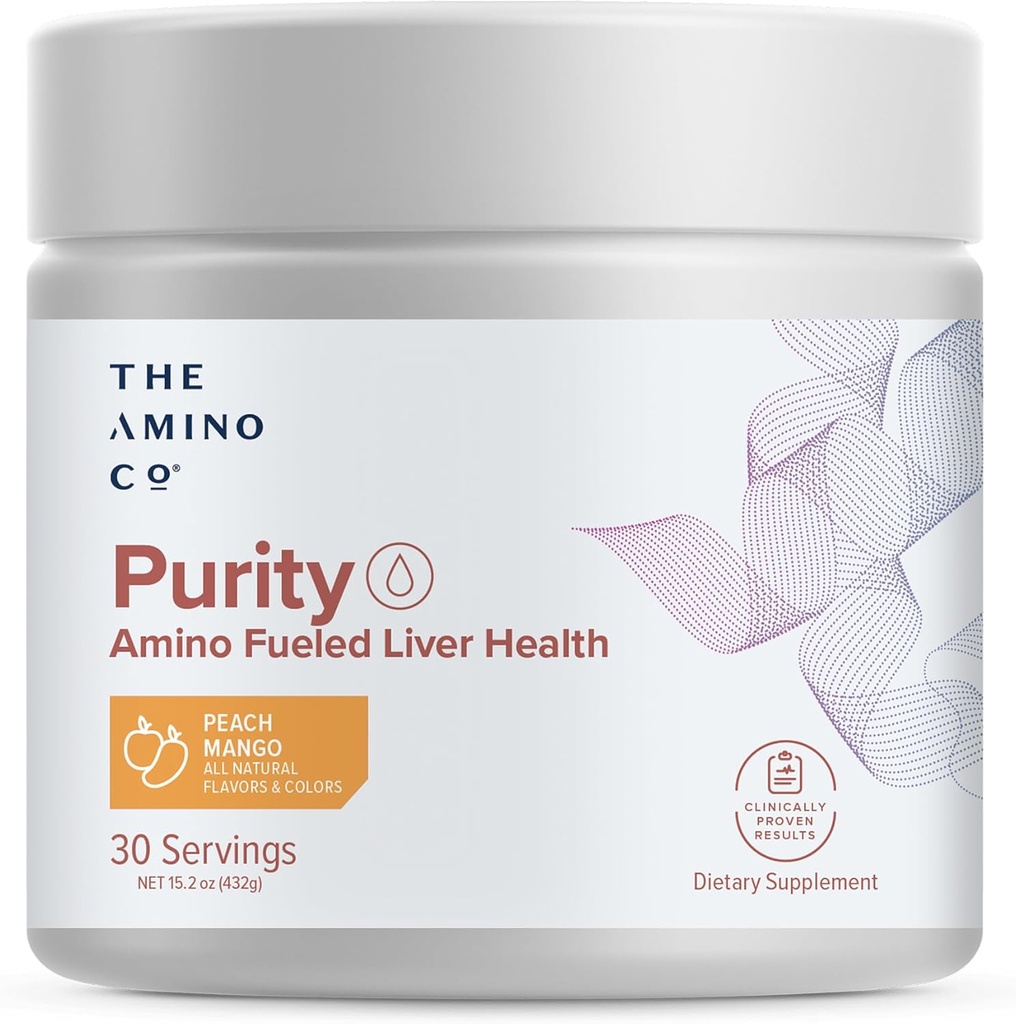 Amino CO. Čistost - Jetra podpora dodatek z esencialne aminokisline za čiščenje jeter Detox - povečanje zdravja jeter za optimalno podporo jeter- Peach Mango, 30 Servinges