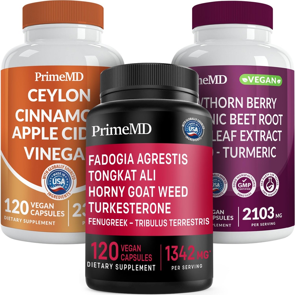 Ceylon cinamon (1 pk), Fadogia Tongkat Ali (1pk), in dušikov oksid (1pk) dodatek Bundle - Močni vitamini za srce, energijo, moški dobro počutje, & Imunska podpora - Non-GMO, Vegan, Gluten-free