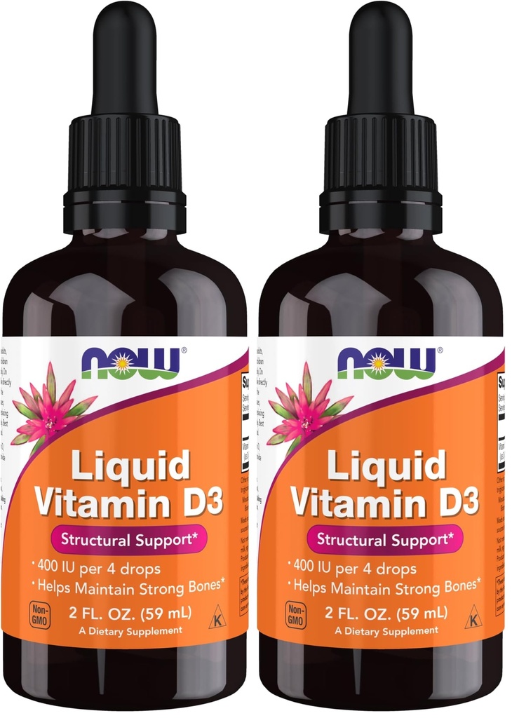 Zdaj dopolnila, tekoči vitamin D-3, močne kosti*, strukturna podpora*, 2-ounce (paket z 2)