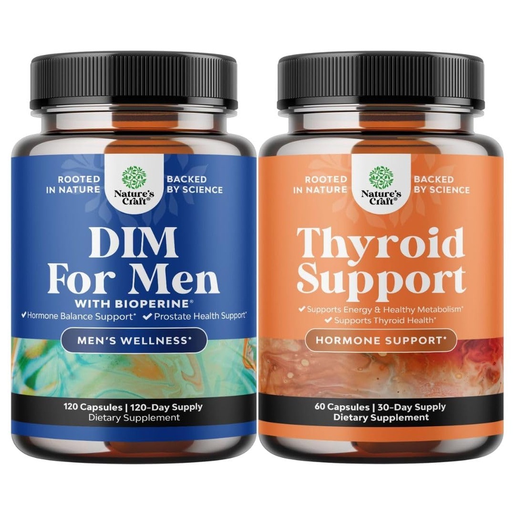 Paket DIM dopolnilo za moške z Panax Ginseng Bioperine Grapeseed & Astragalus za zdravje prostate in Herbal ščitnico podporo kompleks z L Tirozin, Bladderwrack, Selenium & Pure Ashwagandha