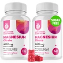 Magnezij brez sladkorja - Calm Magnezij dodatek za otroke, Podpira mirno spanje, brez sladkorja magnezijev citrat Gumiji za otroke in odrasle (120 Count)