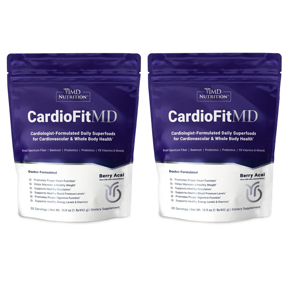 1MD Nutrition CardioFitMD - Vegan Beets Superfood Keto- Heart Health Powder - Dutric Oxide dodatek - Pesa Koren prašek za zdravo krvni tlak in kroženje - Visoka Fiber pijača - 30 dni (2-Pack)