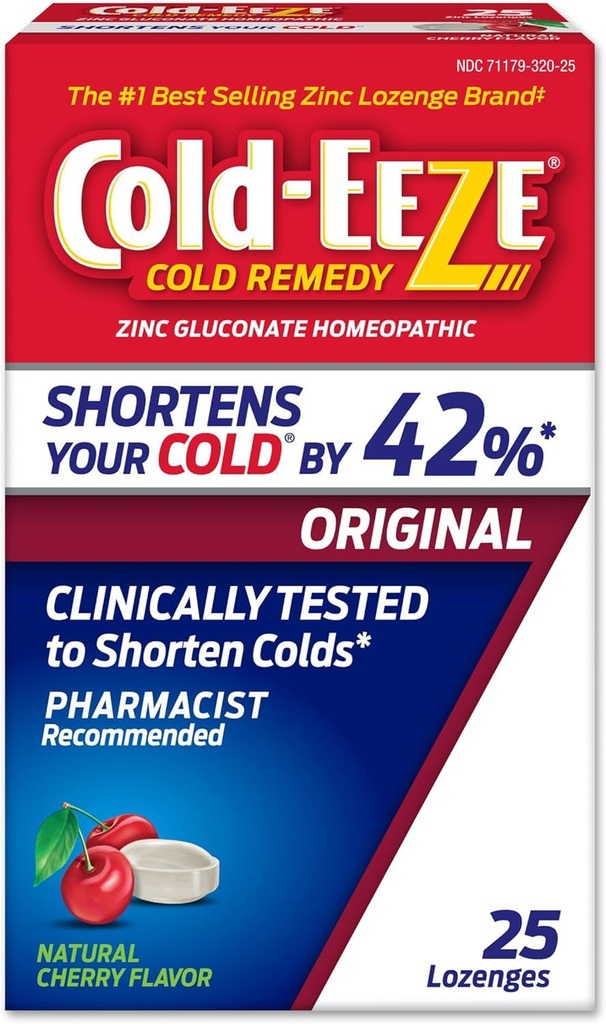 Hladno-EEZE Naravna češnjev cink Lozenges, homeopatsko hladno Remedy, zmanjša trajanje skupnega mraza, boleče grlo, kašelj, prezasedenost in post nos Drip, 25 Število