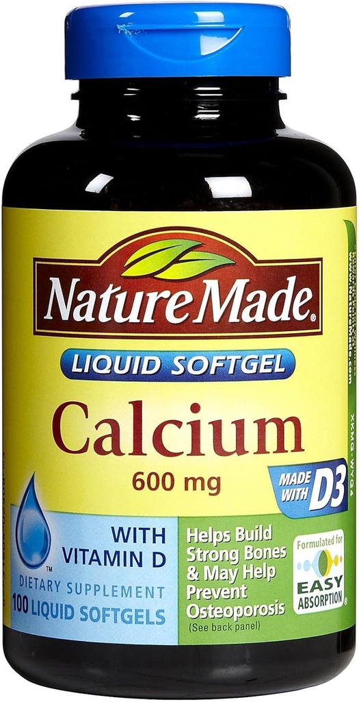 Nature Made Calcium 600 mg - 100 softgels, pakiranje po 4