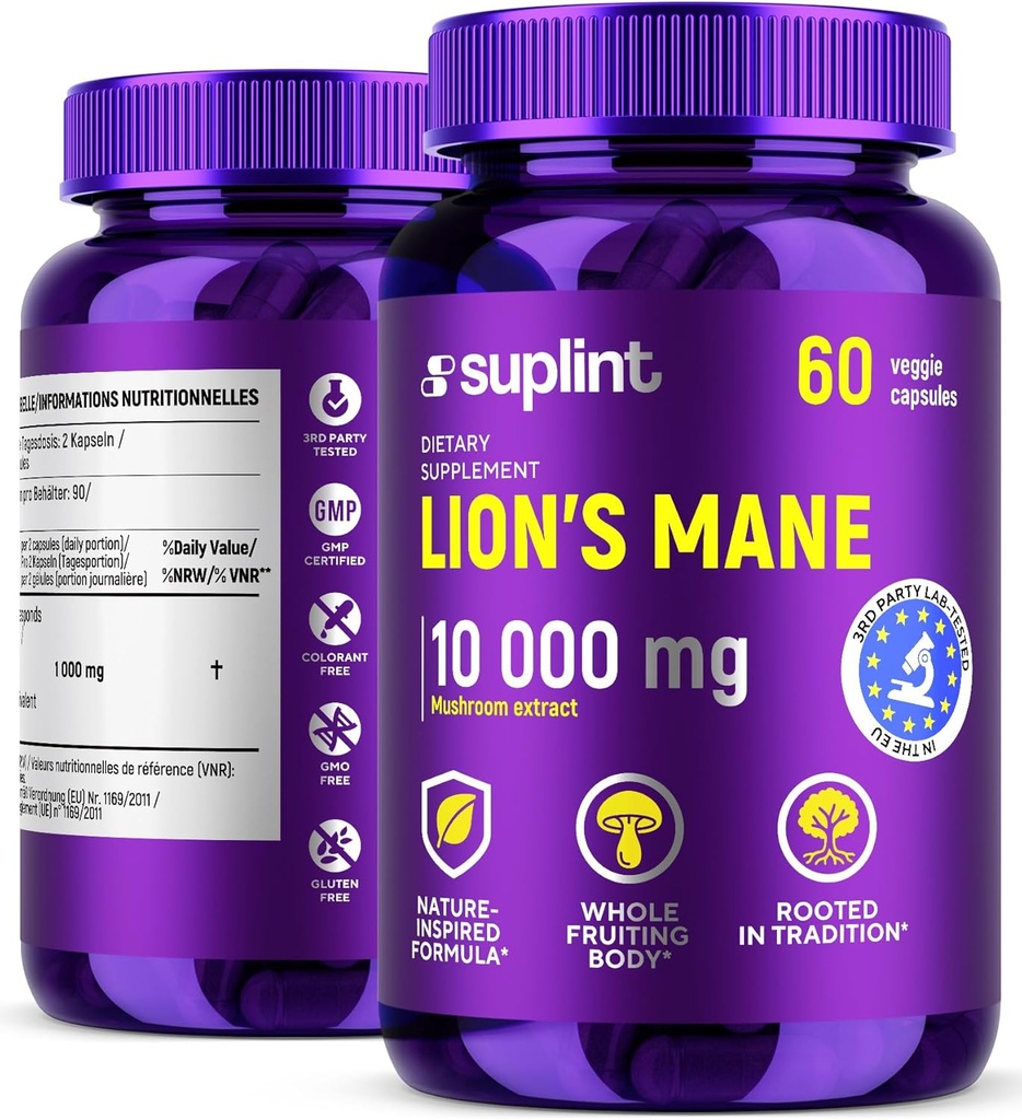 Levje grivaste gobe Dodatek 10.000 mg 