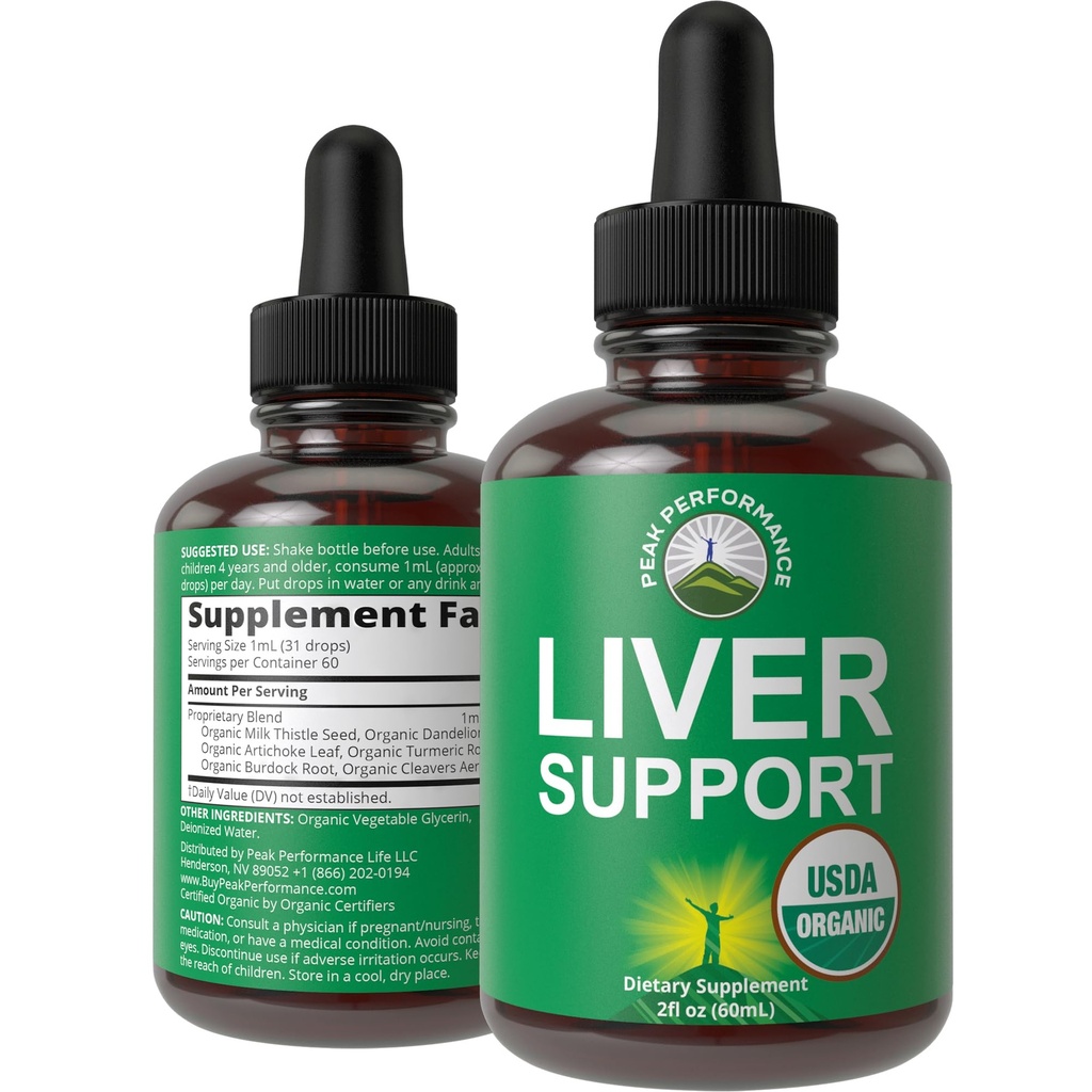 USDA Organic Jetra Cleanse Detox & Popravila. 6-v-1 Tekoče kapljice z organskim mlečnim osat, Artichoke Extract, in več. Nič sladkorja, Jetrna zdravstvena podpora Tinkture dodatek Alternative za kapsule