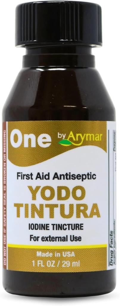 Arymar Jodine Tinkture, YODO Tintura 2% topična rešitev za manjše reze, praske, opekline, 1 Fl Oz