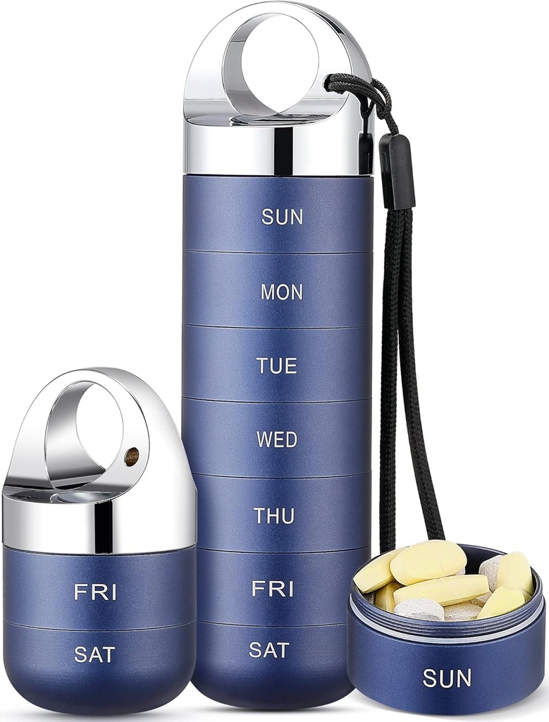 Zannaki Metal Travel Organizer, Prenosne vodoodporne tedenske tablete Box, Velika Aluminum Alloy Pill Case Container, BPA brezplačno 7 Daily Medicine Organizator Imetnik za vitamine, ribje olje, Dopolnilo