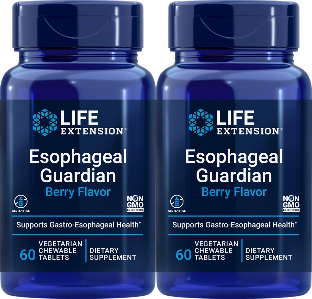 Life Extension Ezofageal Guardian, 60 vegetarijanske žvečljive tablete (paket z 2)