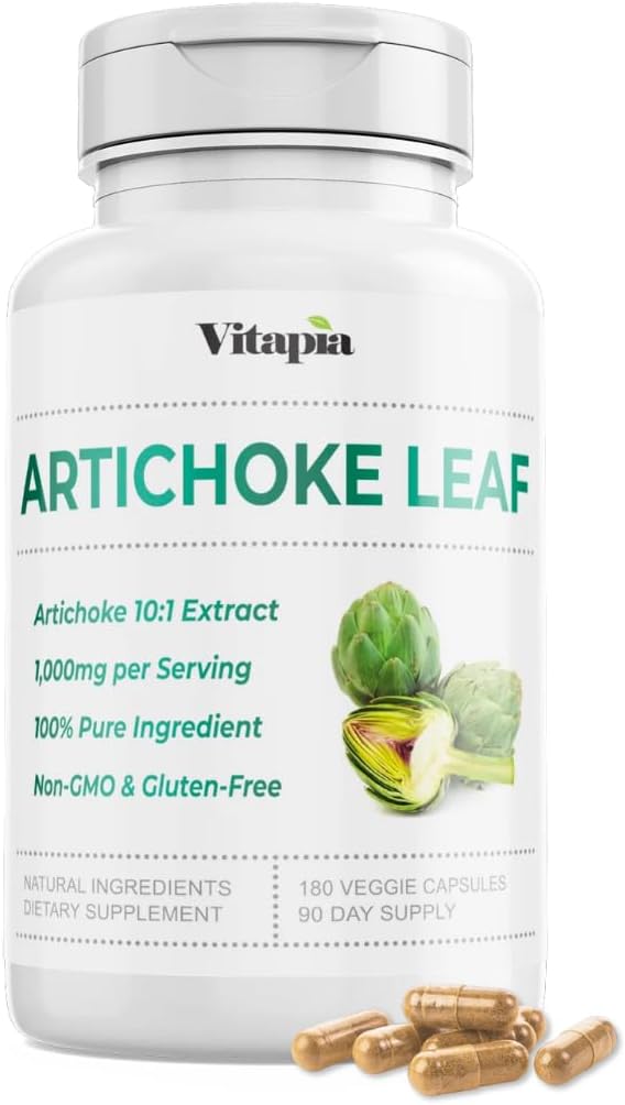 Vitapia Organic Artichoke Leaf Extract za zdravo prebavo, zdravje in funkcije jeter, antioksidant podpora - 10:1 Razmerje & 180 Veggie kapsule - Ne-GMO, Gluten-free, Vegan-prijatelj