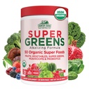 Podeželske kmetije Organic Super Greens Berry Flavor, 50 Organic Super Foods, Packed with Fiber, USDA Organic Drink Mix, Sadje, Zelenjava, Gobe in probiotiki, Podpira energijo, 5g Fiber
