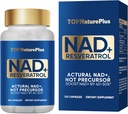 NAD+ Dodatek 1000 mg Pure Organic, Najvišja NAD+ Resveratrol Dodatek Max Absorpcija za energijo in DNA Popravila, Staranje obramba, Podpora funkcije možganov, 120 Kapsule