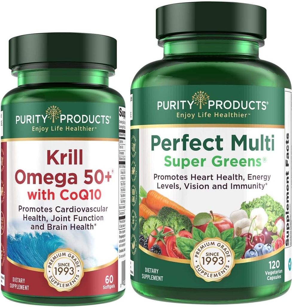 Izdelki za čistočo - Krill Omega 50+ s CoQ10 + Perfect Multi Greens