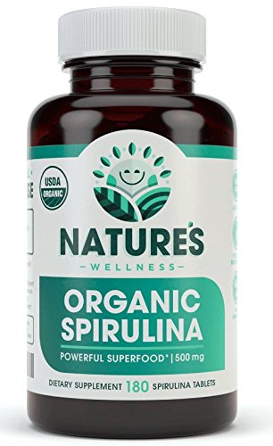 USDA Organic Spirulina tablete - Ne-GMO Zelena Superfood dodatek: 3000mg sveže modre zelene alge, Vegan, Gluten prost, Trajno rastejo, Pesticidi prosti in neobsevani, 500mg na tableto, 180'