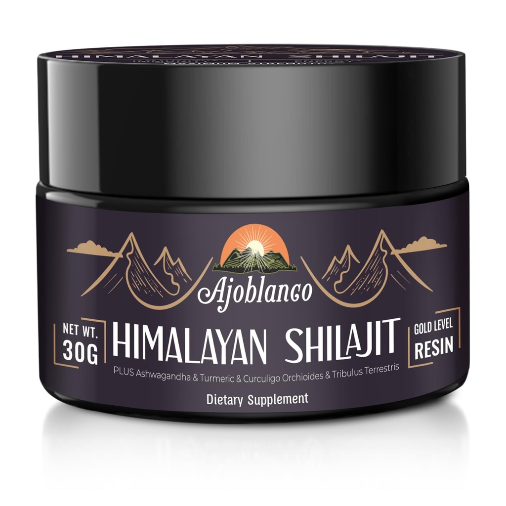 Ajoblanco 600mg Natural Himalajski organski Shilajit Resin - Himalajski Gold Shilajit Resin z organsko ajurvedsko mešanico v visoki moči za energijo, moč in imuniteto, paket po 1