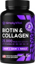 Biotin in kolagen dopolnila s keratin 25000 mcg - las kože in nohti Vitamini s kolagen keratin B kompleks - Izdelano v ZDA - Biotin za rast las Ženske in moški podporo kože in nohti, 60 kapsule