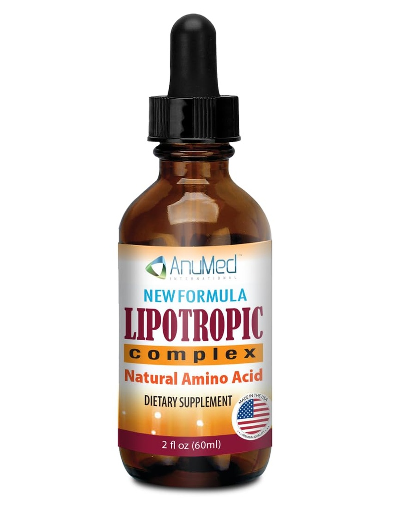 ANUMED - Lipotropne kompleksne tekoče kapljice z vitaminom B12, B6, Folna kislina, holin, Inositol za zdravje jeter, naravni čistilec, Detox + poveča ravni naravne energije. Vegan, Non-GMO, Gluten-free (2oz)