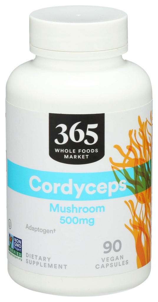 365 po celoten trg živil, Cordyceps gobe veganske kapsule, 500mg, 90 Število