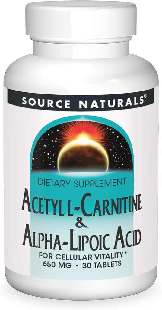 Vir Naturals Acetil L- karnitin & alfa- lipojska kislina 650mg - 30 tablet