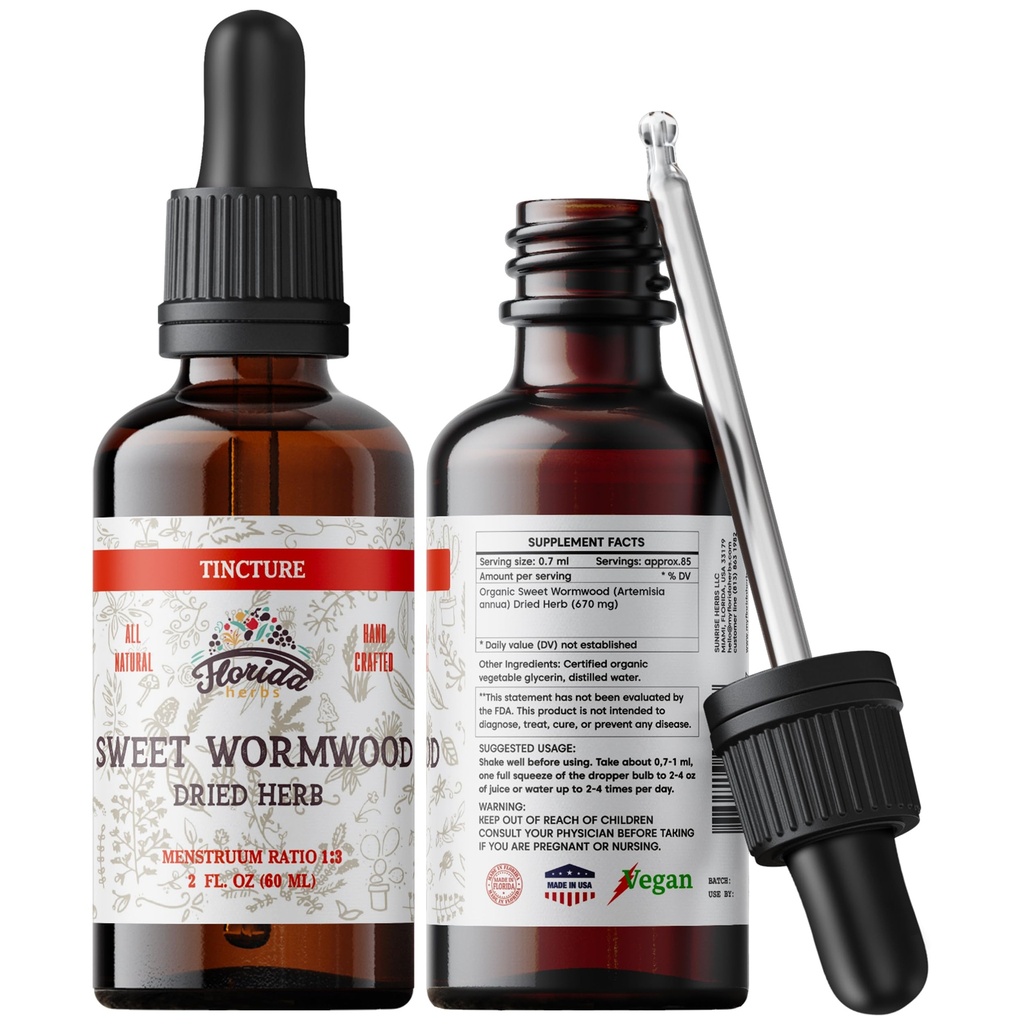 Sweet Wormwood Organic Tincture - Naravni črevesno čiščenje in Prebavna čistila dodatek - Wormwood Herb Extract za Detox - Made in USA - 2 Fl Oz (Sweet Wormwood - 2 Fl Oz)