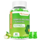 240MG Ginkgo Biloba Gummies z Ginseng in magnezij, Ginko Biloba dopolnila Gummies za fokus možganov, Mood in spomin za odrasle, 60 Cts