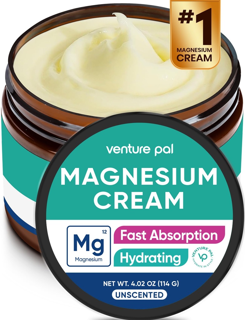 Venture Pal Magnezij losjon, Topical Magnezij krema za spanje, noge Cramps & bolečine, mišice sprostitev, miren, vlažilni dodatek s kokosovim oljem, karitejevo maslo in hialuronska kislina, varno za otroke