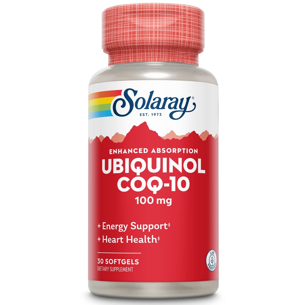Solaray Ubikinol CoQ-10 100mg Izboljšana absorpcija Mehkužci - Ubikinol CoQ10 Dopolnilo za moške in ženske, Koencim Q10-30 Mehkužci